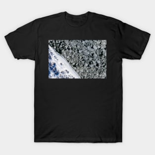 Ice floe on the river aerial view T-Shirt